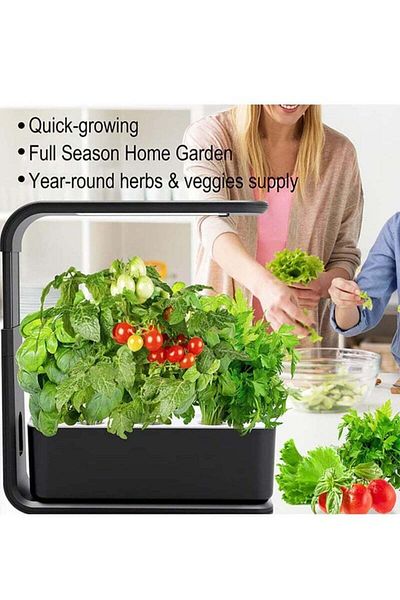 COOYA Vegetable Growing Box, For Growing Organic Plants, Automatic Watering, For Indoor Use, Black Colour