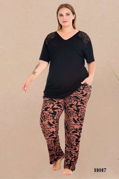 tarzımsüper Plus Size Luxury Pajamas Set with Elastic Waist Comfort Model Cotton Women's Pajamas Set