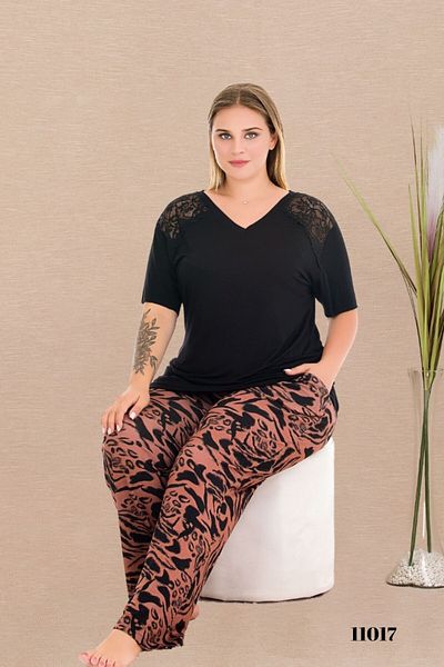tarzımsüper Plus Size Luxury Pajamas Set with Elastic Waist Comfort Model Cotton Women's Pajamas Set