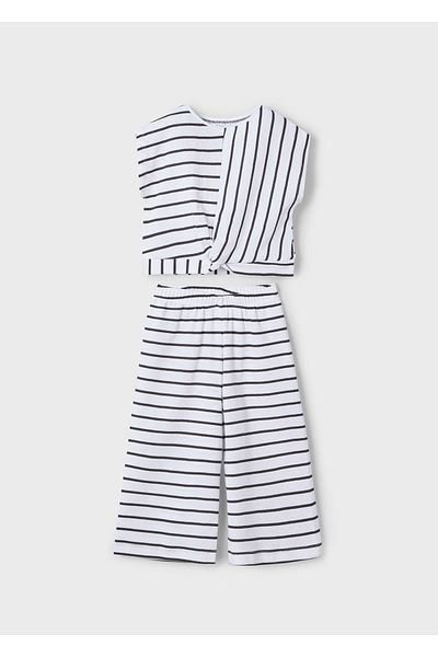 MAYORAL Girl's Striped T-Shirt Pants Suit White 3559