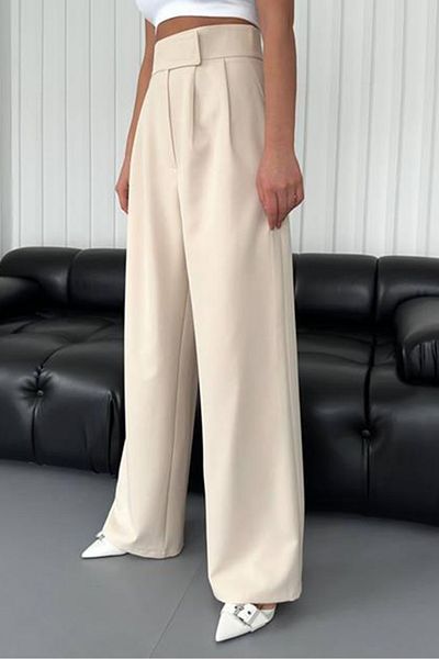Bestenur Velcro Palazzo Παντελόνι 1353 - Μπεζ