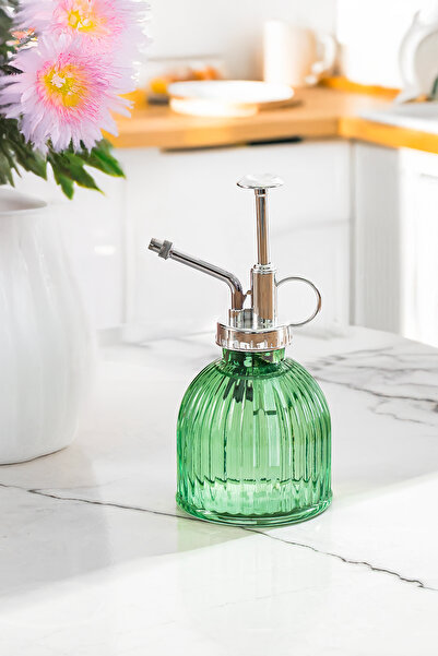Porsima 15731 Yeşil Vintage Cam Bitki Sulama Şişesi Oda Kokusu Dağıtıcı Çok Amaçlı Boş Sprey Şişe 250 ml