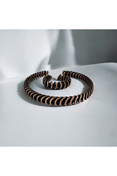 materialist Unisex Copper Bracelet Ring Set