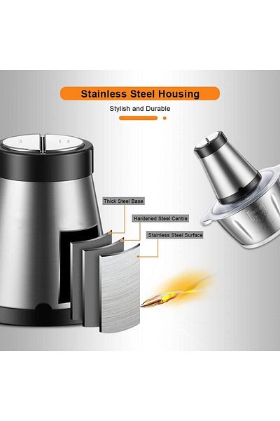 COOYA Meat grinder 3L, 4 dual-stage blades, stainless steel, for meat, vegetables, fruits, nuts
