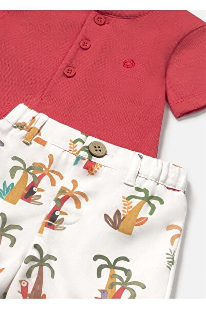 MAYORAL Baby Boy Polo Collar T-Shirt and Shorts Set Red 1217