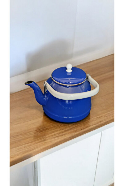 qussine Emaye Çaydanlık 2 Litre Bitki Çayı Demliği Tekli Üstten Tutmalı Lacivert Çinko