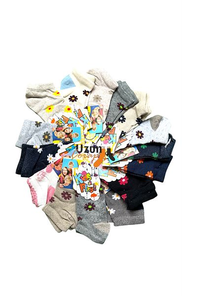 UZN SOCKS 10 Pairs Girls Patterned Socks Set |   Colorful - Cotton - Non-Slip Sole |
