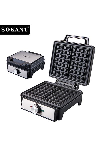 SOKANY Electric waffle maker 2pcs 1600W Non Stick Teflon plates,Adjustable Temperature Control SK-08025