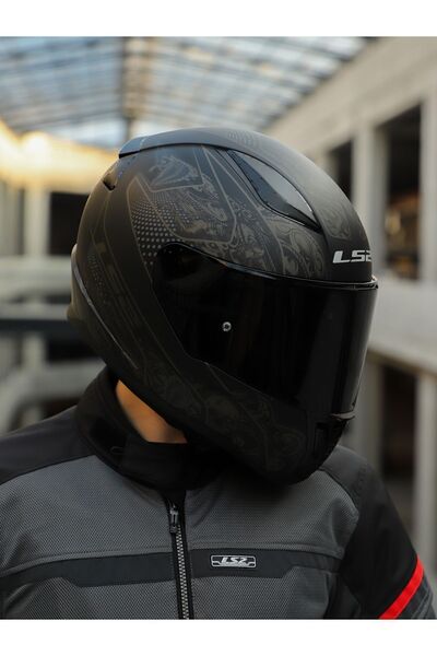 LS2 Rapıd 2 Crypt Mat Siyah Fullface Motosiklet Kaskı (siyah vizörlü)