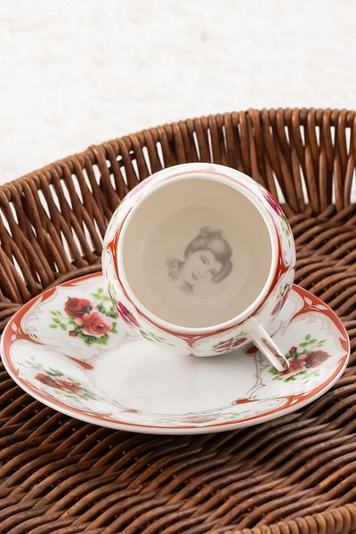 Porsima 12 Piece Geisha Turkish Coffee Cup Set for 6 People Porcelain 100ml