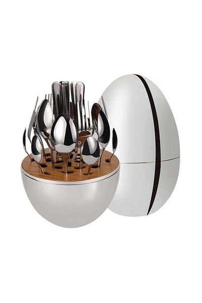 COOYA 24 Piece Stainless Steel Reusable Cutlery Set, With Silver Egg Storage Case Includes Knife, Spoon