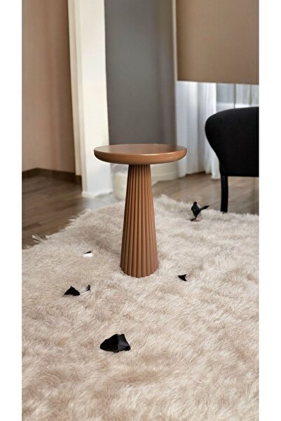 Simillo Home&Living Wood Wooden Ahşap Kahverengi Renk Tekli Mantar Yan Sehpa ...