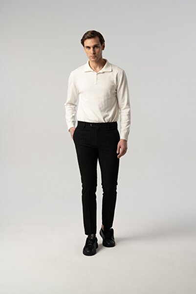 Score Michail İtalyan Kesim Çizgili Kumaş Pantolon 1000-01