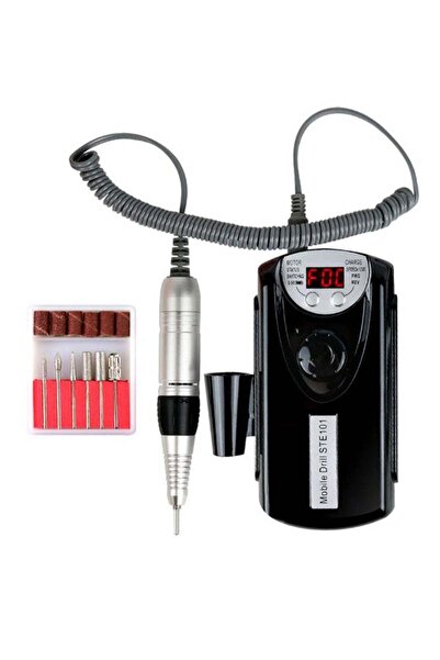 Generic طقم مثقاب أظافر كهربائي أسود/رمادي/فضي