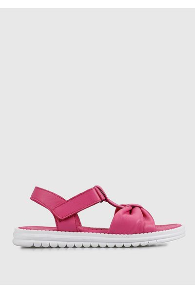 Kiddo Fuchsia Leather Flat Sandals for Girls