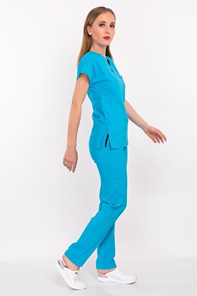 Nur Medikal Giyim Unisex Femei Bărbați Sky Lycra Doctor Asistenta Surgical Spital Scrubs Uniform Suit