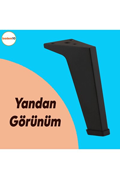 Badem10 Vera 20 cm Furniture Legs Unit Plinth Seat Pillar Foot Coffee Table Table Pouffe Stool Metal Legs Black