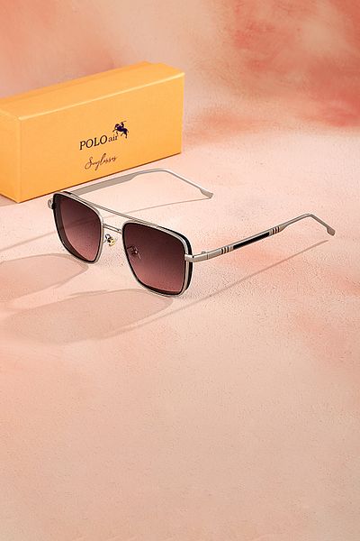 Polo Air Plg-2093C7 Men's Sunglasses Uv400 Protection Metal Frame Body Color Silver Copper