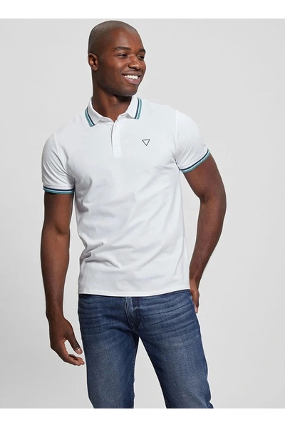 Guess SS SPORTS PIQUE TRNGL POLO Erkek Beyaz T-shirt M2GP34KARS0-F0CF