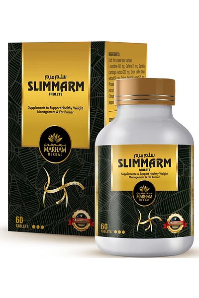 Marham Herbal Slimmarm Tablets: Ultimate Solution to Support Healthy Weight Management & Fat Burner | 60 Tablets