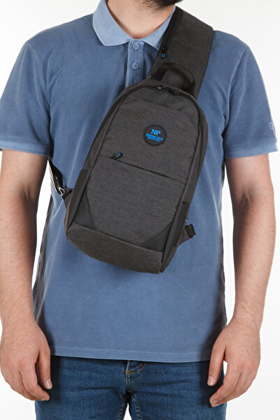 Newish Polo Men's Canvas Fabric Cross Waist and Shoulder Bag with USB Port