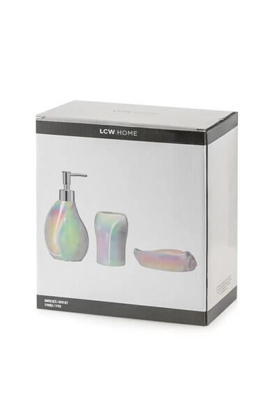 LC Waikiki Σετ μπάνιου με λευκό σχέδιο κεραμικό 3 τεμ