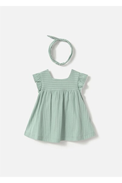 MAYORAL Baby Girl Buttoned Dress with Headband Mint 1866