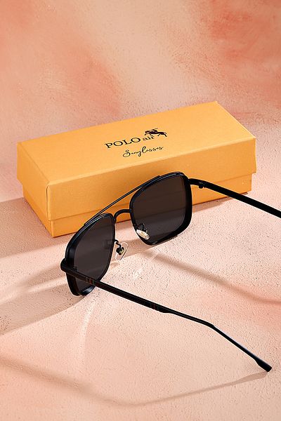 Polo Air Men's Sunglasses Uv400 Protection Metal Frame Black Body