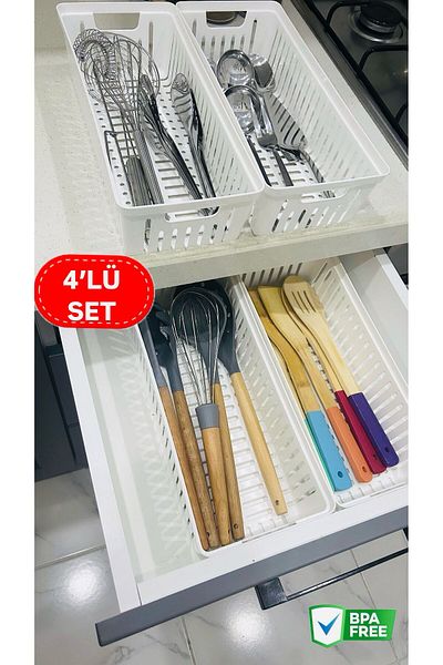 Bayev Clio Set of 4 Modular Cutlery and Ladle Drawer Organizer Kitchen Organizer