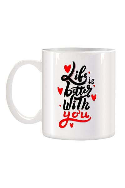 OEM Cana albă personalizată Viața este mai bună cu tine, INOVATIX. 330 ml