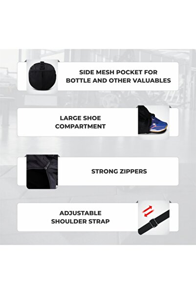 Nivia Beast Gym Bag-4 | Polyester | Black, 15 Litre, Unisex | Fitness Bag | Separate Shoes Compartment