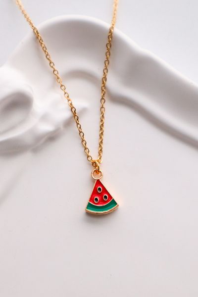 EFBUTİK Gold Color Chain Watermelon Imported Necklace