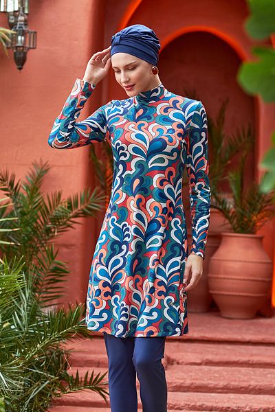 MARESİVA Lycra Full Covered Hijab - 2103 Dark Navy Blue Swimsuit