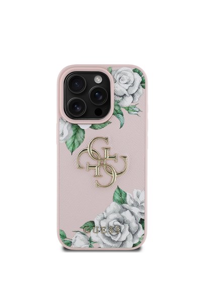 Guess iPhone 16 Pro Max Case Guess Licensed White Rose Printed Large 4g Metal...