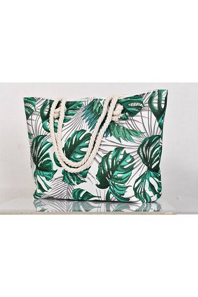 Generic Stylish beach bag with a linen lining and a hemp rope handle, large capacity, water resistant