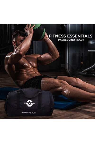 Nivia Beast Gym Bag-4 | Polyester | Black, 15 Litre, Unisex | Fitness Bag | Separate Shoes Compartment
