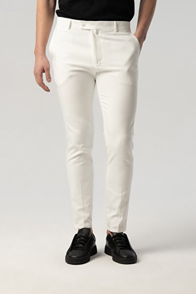 Score Michail İtalyan Kesim Beyaz Kumaş Pantolon 1012-05