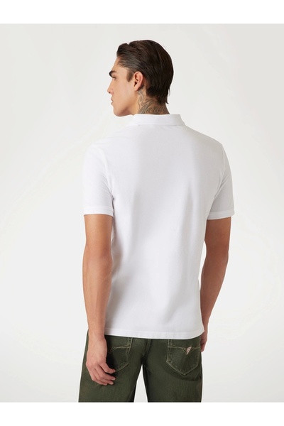 Guess Ανδρικό μπλουζάκι πόλο λευκό λευκό σε λεπτή εφαρμογή M2YP24KC9T1-G011