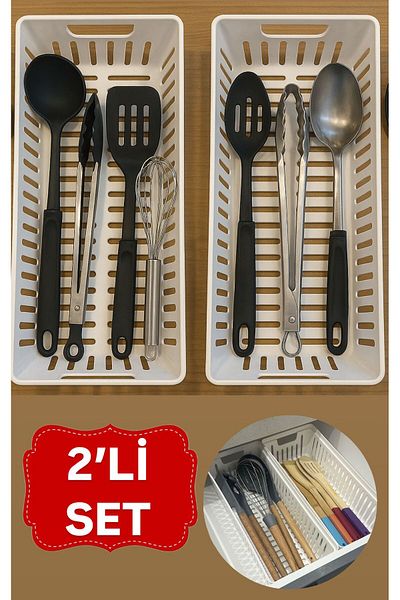 Bayev Clio Set of 2 Modular Cutlery and Ladle Drawer Organizer Kitchen Organizer