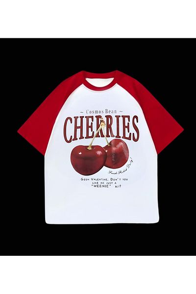 Touz Moda Cherrıes Printed Oversize T-Shirt