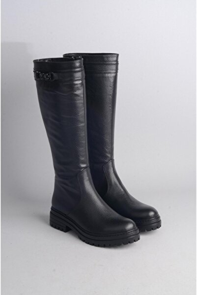 SEÇ KUNDURA SEÇ 1013 HAKİKİ DERİ KADIN BİNİCİ ÇİZME SİYAH