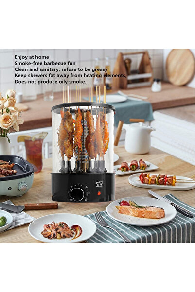 Dumbo Electric 360 Automatic Rotating Smoke-free Grill BBQ Machine Rotisserie Machine 1100W TK-12D Black