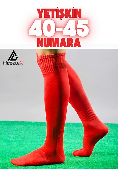 Musclex Spor Tekstil Κόκκινες κάλτσες ποδοσφαίρου ενηλίκων 40-45