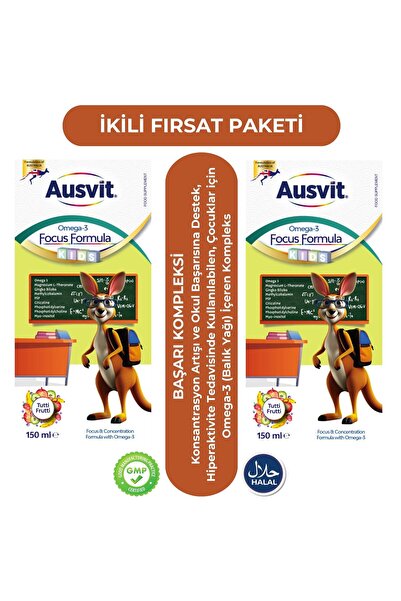 Ausvit Kids Omega 3 ve Focus Formula Şurup – 2 Kutu - Omega 3 içeren Konsantr...