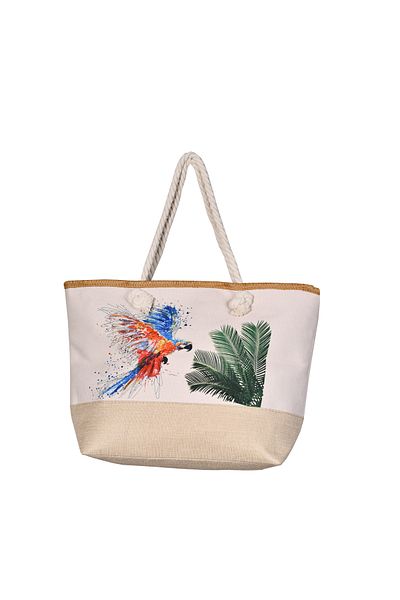 Generic Stylish beach bag with a linen lining and a hemp rope handle, large capacity, water resistant