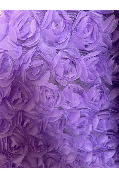 ODDA TASARIM ATÖLYESİ Μωβ ύφασμα βραδινού φορέματος με λουλουδάτο σχέδιο σε 3D (με διαφορές χρώματος)