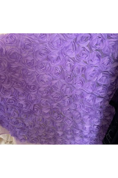 ODDA TASARIM ATÖLYESİ Purple Color 3D Evening Dress Fabric with Floral Pattern (Color Variant)