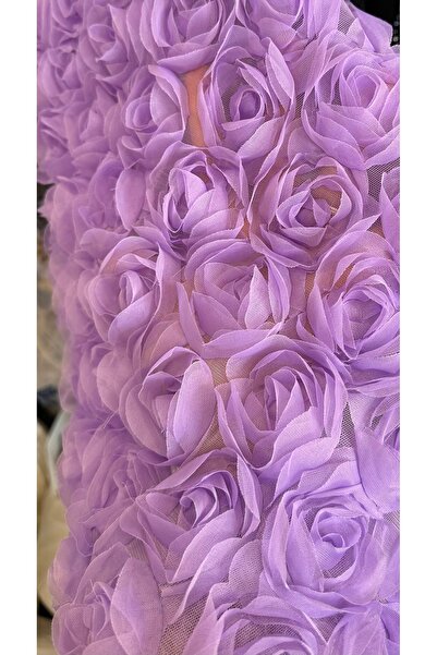 ODDA TASARIM ATÖLYESİ Μωβ ύφασμα βραδινού φορέματος με λουλουδάτο σχέδιο σε 3D (με διαφορές χρώματος)