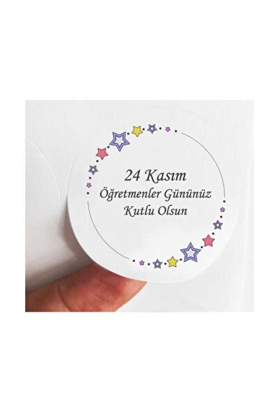 BEYHAN BAYHAN 24 komada 4 cm Srećan Dan nastavnika mat štampana okrugla nalep...