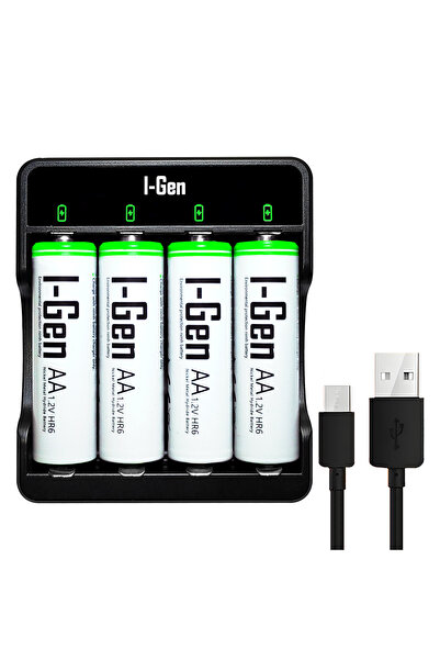 I Gen I-gen G427 4'lü Pil Şarj Aleti 4 Adet Aa 2700 Mah Kalem Pilli Set 1.2v ...